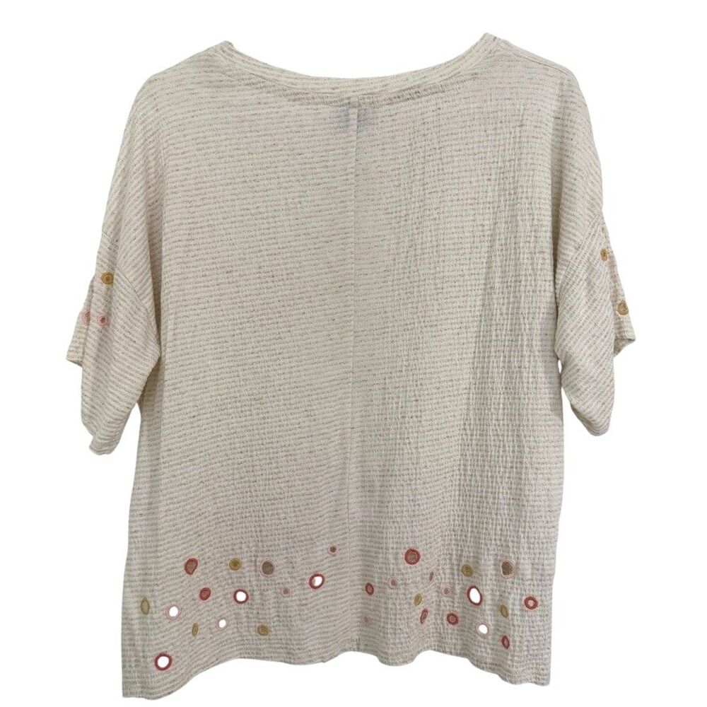 Anthropologie Postmark Sz XS Catina Linen Blend Embroidered Top Boho Beachy Casu - Picture 5 of 7